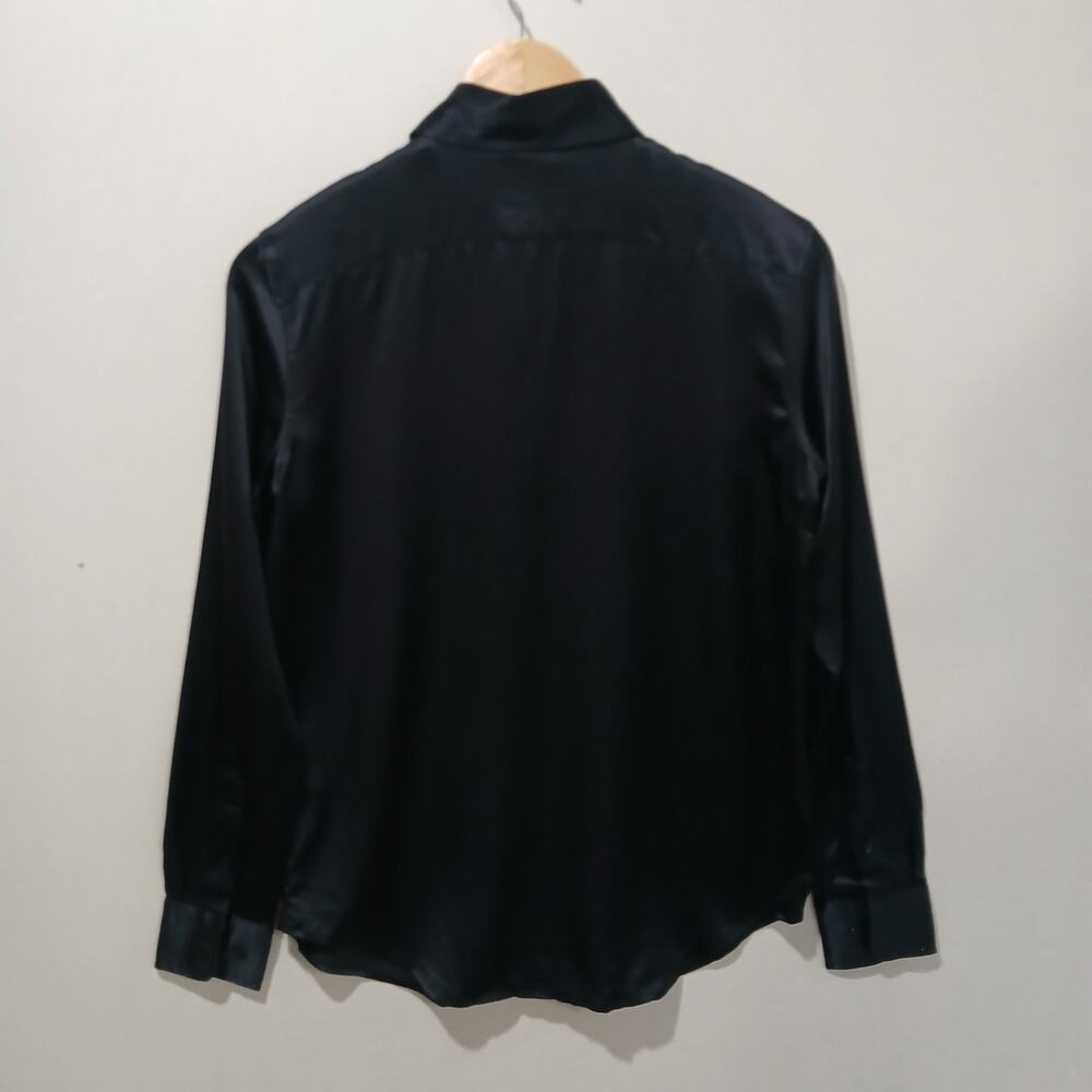 Lilysilk Shirt Womens 2 Black Mulberry Silk Tailored Button Front Blouse NWT - Picture 9 of 16